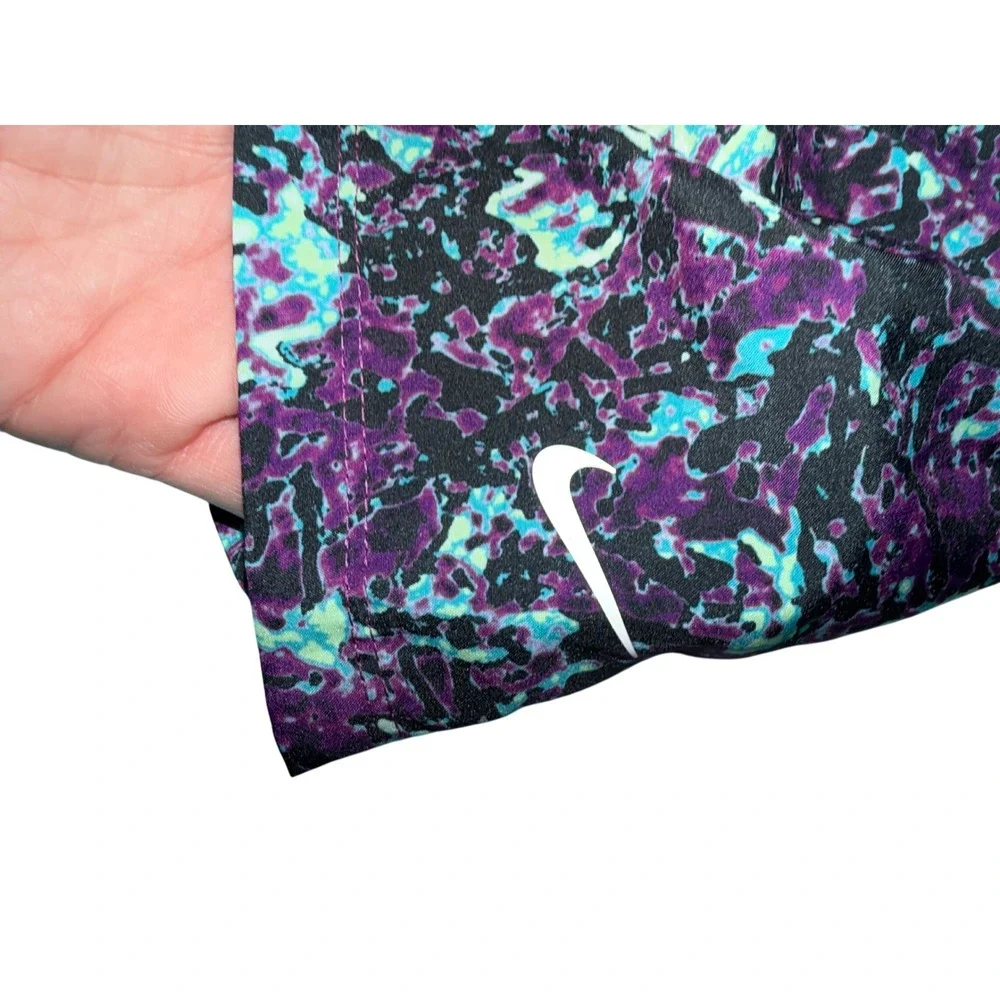Nike Kids Dri-Fit Athletic‎ Shorts Purple Black Teal Abstract Print Size XL